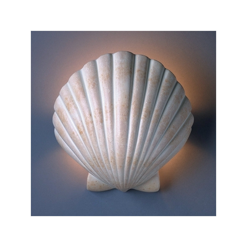 Melissa Ceramic Flush Mounted Sconce, Scallop Shell