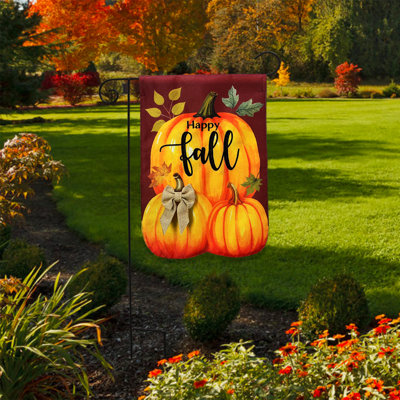 Happy Fall Pumpkin Trio Garden Flag