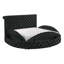 Lit de rangement capitonné rond en velours noir 1pc-1591030548