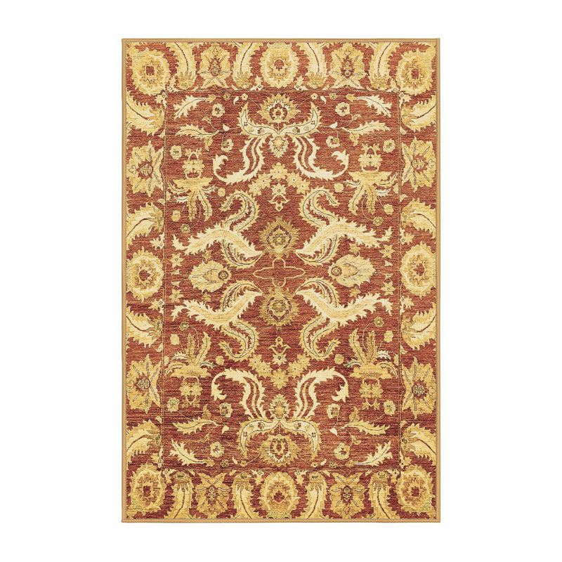 Tapis brun oriental en laine / polyester tissé à la machine 5 pi x 8 pi Oriental