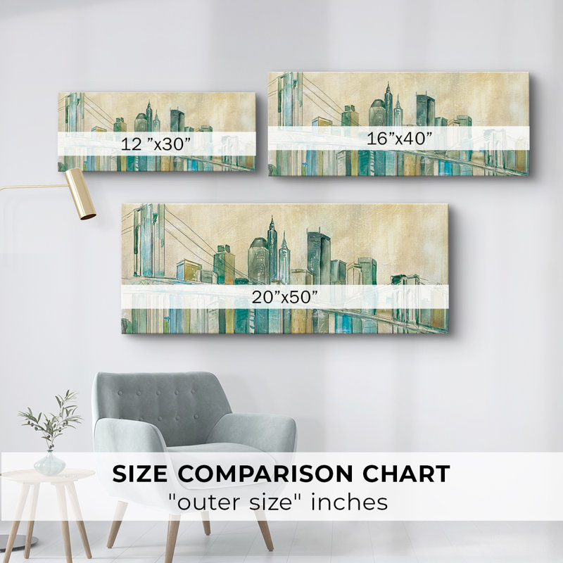 Toile tendue avec châssis New York City, prête à être accrochée, H 16 po x l 40 po