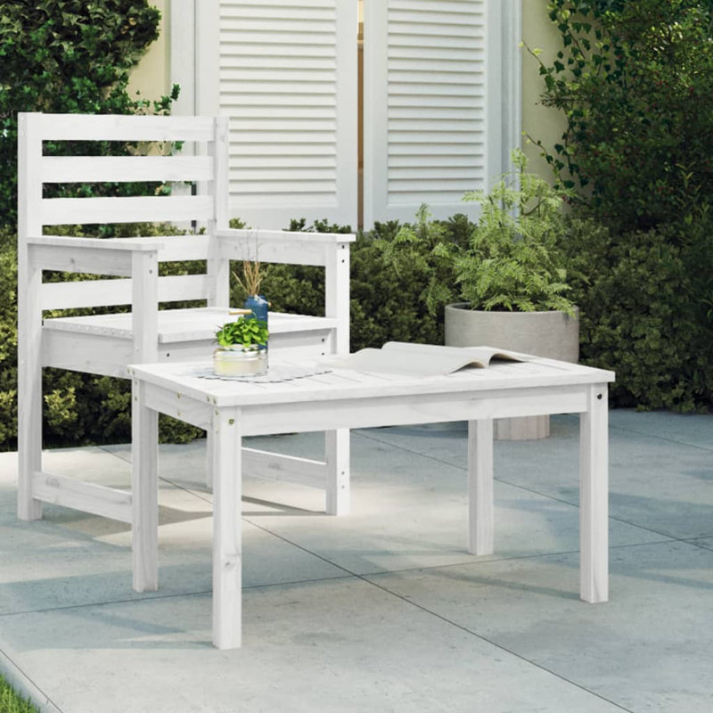 Stefon Rectangular Pine Outdoor Coffee Table , cm W cm D, White Pine, 45cm H x 82.5cm W x 50.5cm D