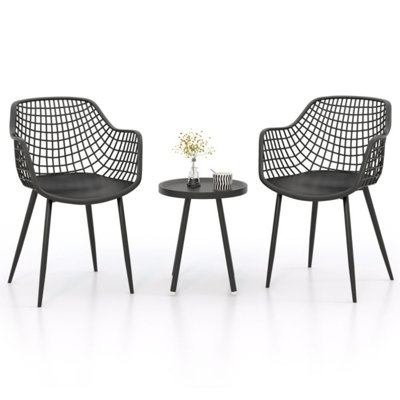 3 Piece Patio Chair Set With PP Seat And Tabletop For Porch