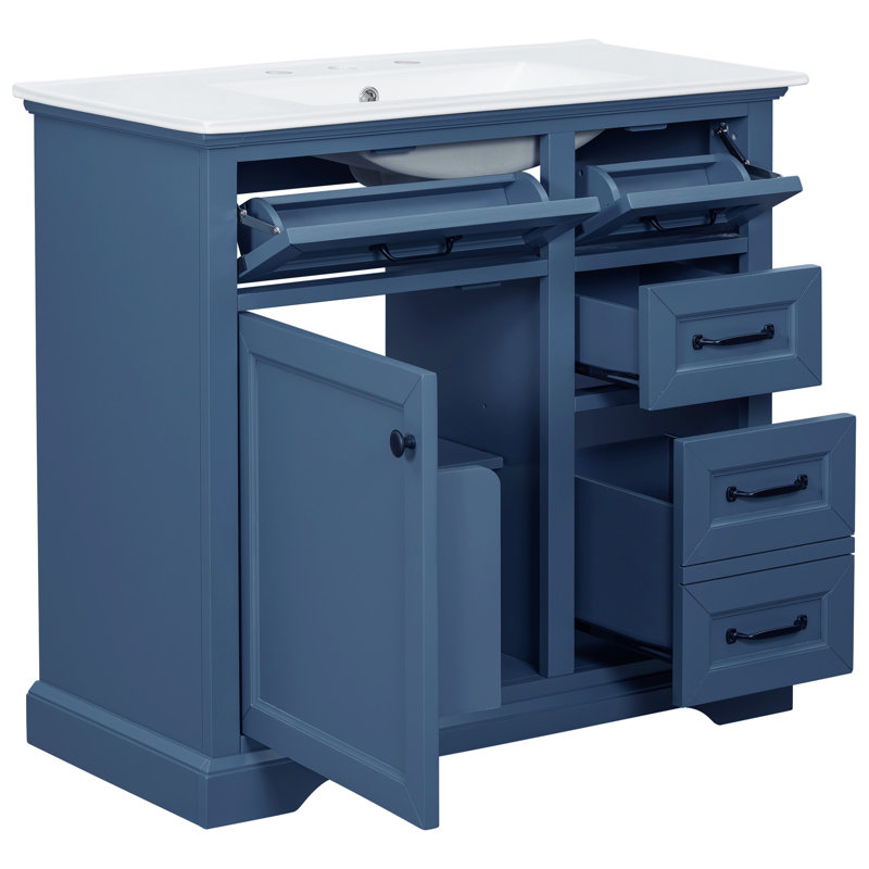 Meuble-lavabo 36 po avec lavabo, Bleu gris