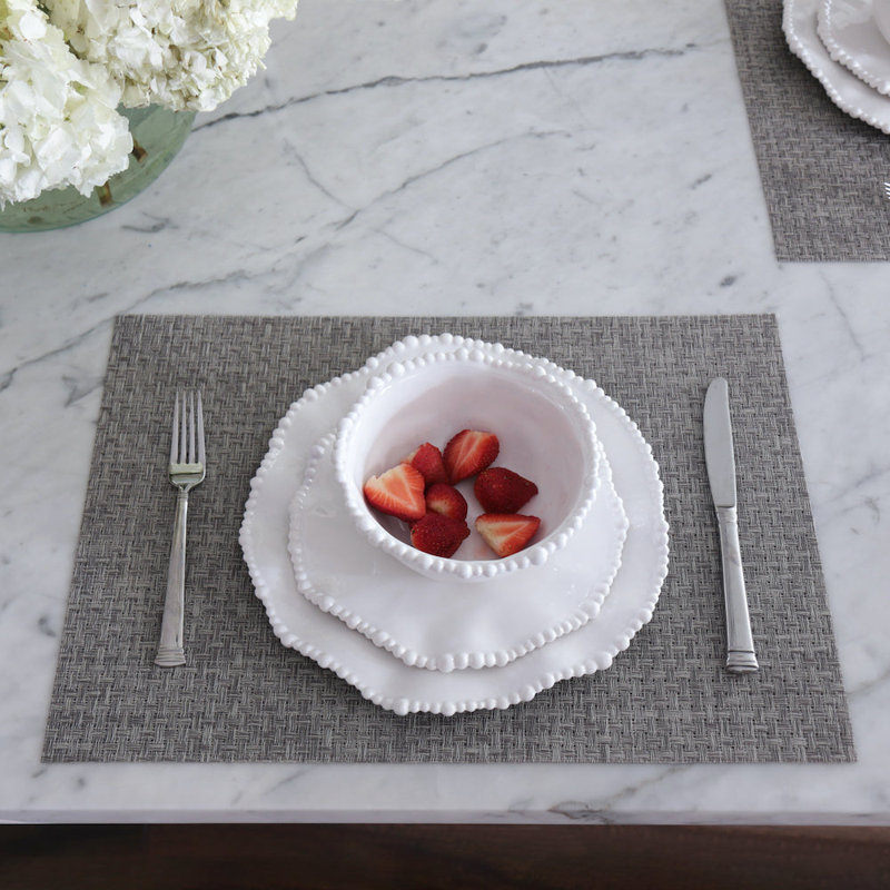 VIDA Rectangular Rattan Woven Placemats, Charcoal