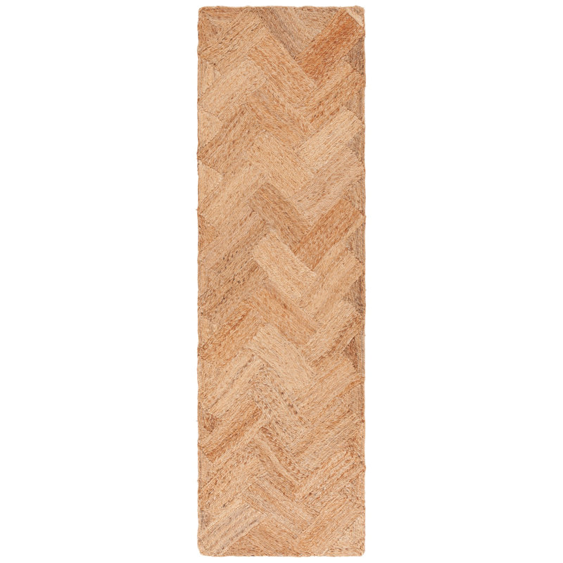 Shokat Natural Fiber Hand Loomed Jute Pile Chevron Rug, Square 6'