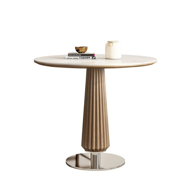 Walnut Round Sintered Stone Dining table, White