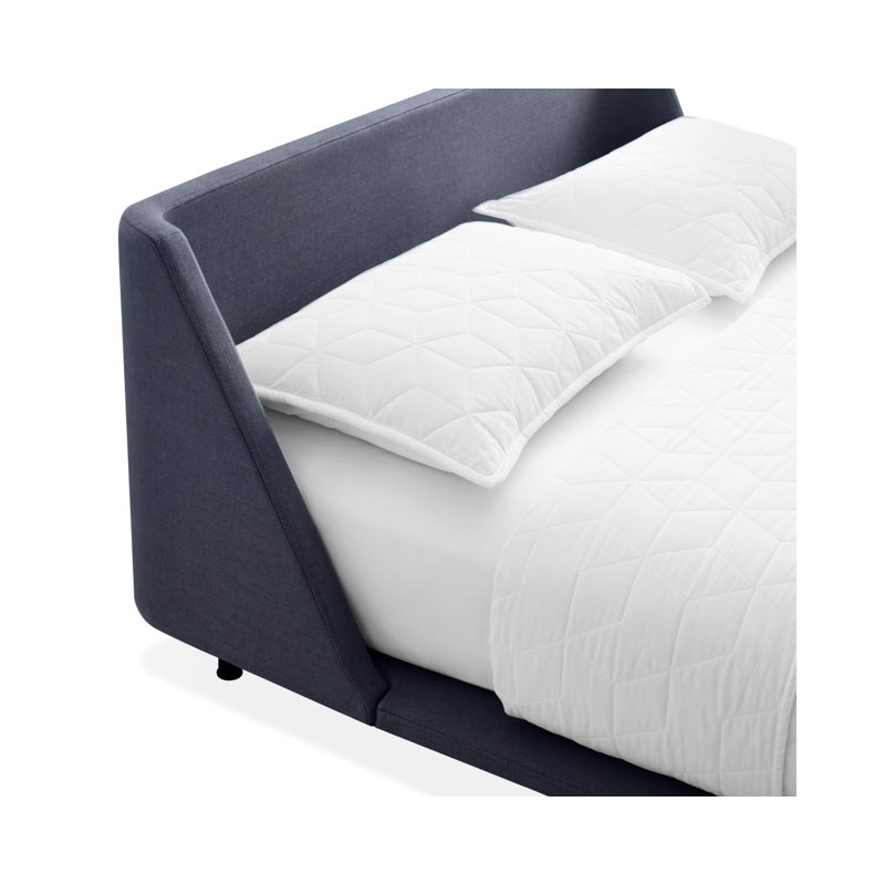 Nook Upholstered Platform Bed, King, Edwards Navy Crossweave
