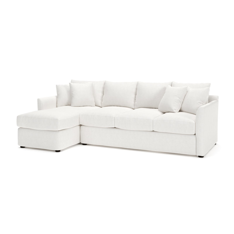 Cecelia Upholstered Chaise Sectional, Left Hand Facing, Nomad Snow Crypton® Chenille