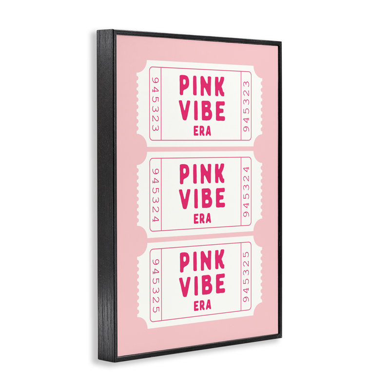 Giclée à billets rose Vibe Era, design par Lettré et doublé, H 18 po x l 12 po, Giclée encadrée noir minuit