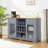 Versatile Buffet Cabinet with 2 Drawers, Glass Door Cabinets, Wine and Glass Rack for Modern Dining Rooms