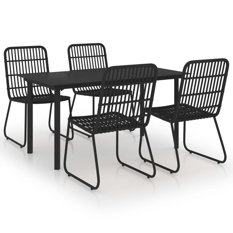 Eckenrode Rectangular 4 - Person Dining Set, Black