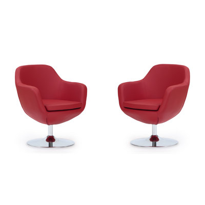 Fauteuil ballon pivotant rembourré en cuir Caisson