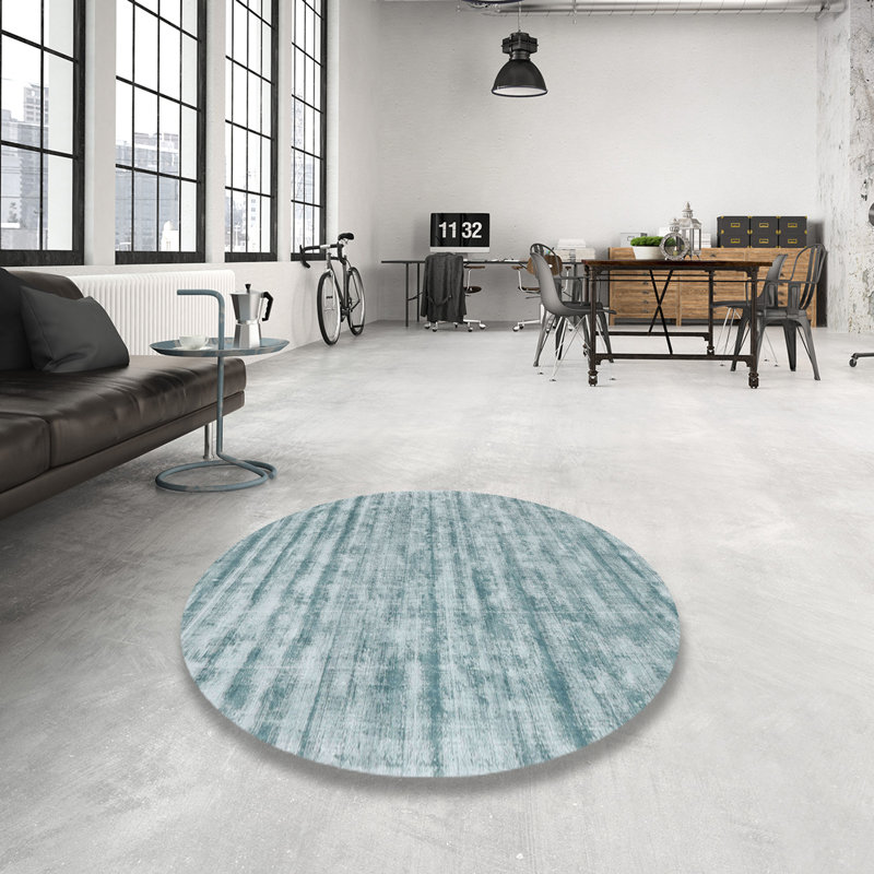 Tapis contemporain bleu ciel, Rond 7 pi