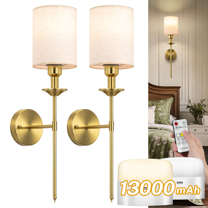 Battery Operated Wall Sconce, Battery Powered Wall Sconces Set Of Two Rechargeable Wall Lights With Remote Dimmable Wall Decor For Bedroom Living Room