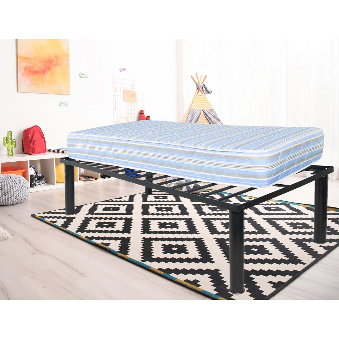 Ziva University Heavy Duty Steel Platform Bed Base with 3" Round Tube Legs White Noise 