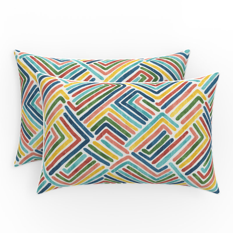 Multi-Color Geometric Pattern Outdoor Floor Pillow, 25" Square
