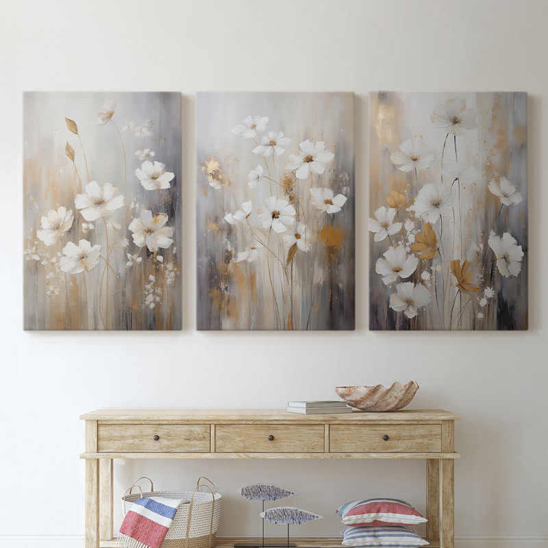 Série d'étude florale CV III - ensemble de toile tendue avec châssis Premium - prêt à être accroché