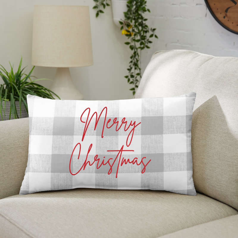  Housse de coussin d'extérieur carré Merry Christmas, 13 po x 20 po, Rectangulaire