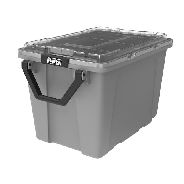 Hefty 18 Gallon Alloy Grey MAX PRO, 6-Pack, 72 Quarts, 112 qt, Alloy Grey/Clear, 4