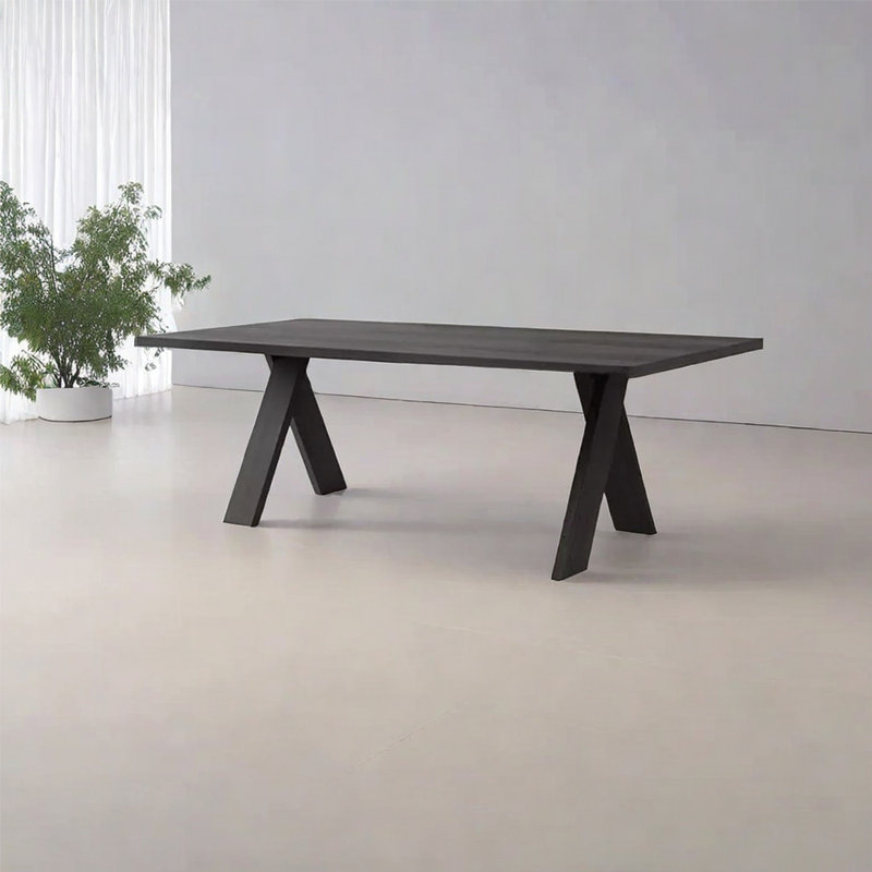 Menides Ash Solid Wood Dining Table, Black, 31.5" W x 62.99" L