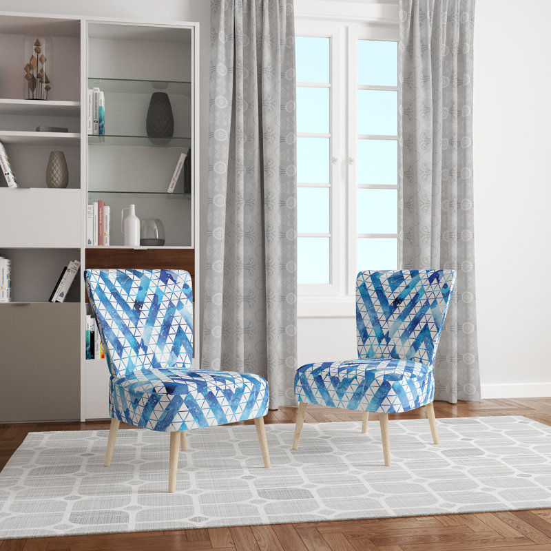 Chaise d'appoint rembourrée à motif géométrique Blue Galaxy