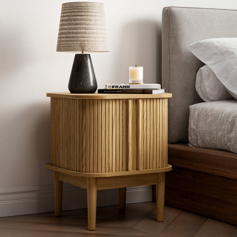 Table de chevet Tambour, Naturel, Ensemble de 2
