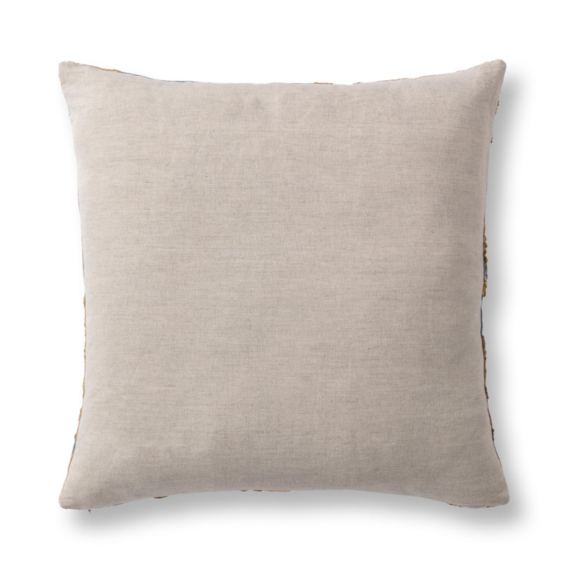 Anika Linen Blend Embroidered Throw Pillow, Blue Sea