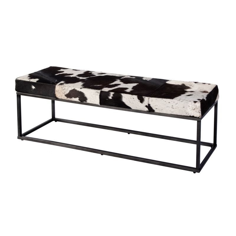 Banc en cuir et fer à repasser l 54 po Stinson, noir / blanc, Noir / blanc, abstrait