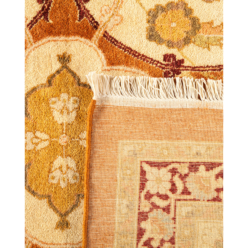 Tapis orange en laine noué à la main de conception unique nouvel âge 10 pi 3 po x 13 pi 10 po Keenan