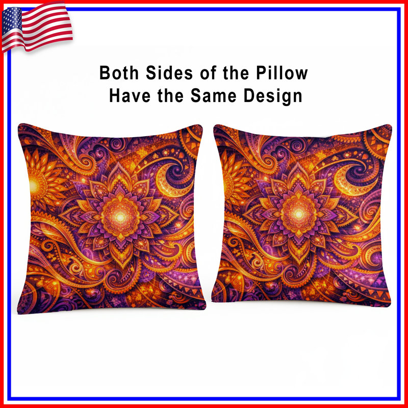 Vibrant Mandala Pattern Double Sided Throw Pillows, 20 x 20 inches