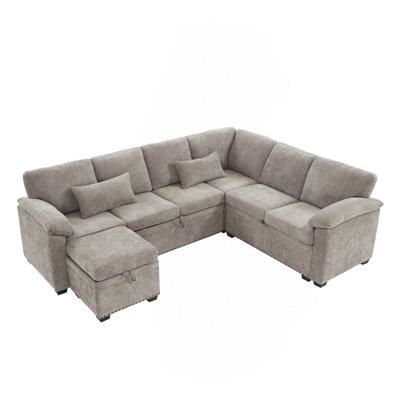 Zephyros 5-Piece Corner Sectional Sofa Couch With Storage Seat And Ottoman by Latitude Run
