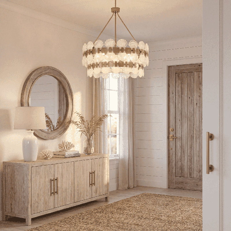 Lustre 5 lumières Bancroft en laiton noble, Laiton