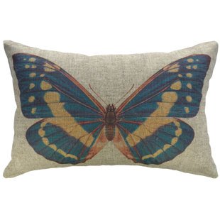  Butterfly Linen Lumbar Pillow