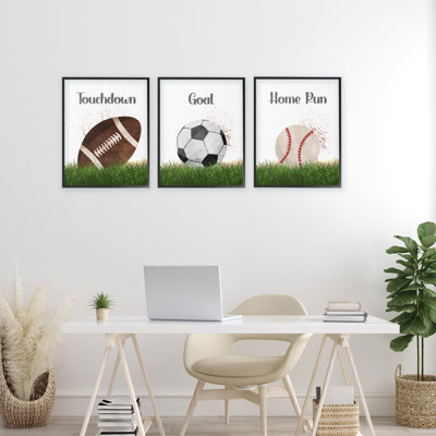 «Have A Ball Team Sports», ensemble de 3 giclées encadrées, design par Christine Simpson Art