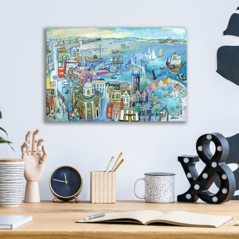  «Play In The Pool At Penzance» par Serena, art mural en verre acrylique, 16 po x 12 po