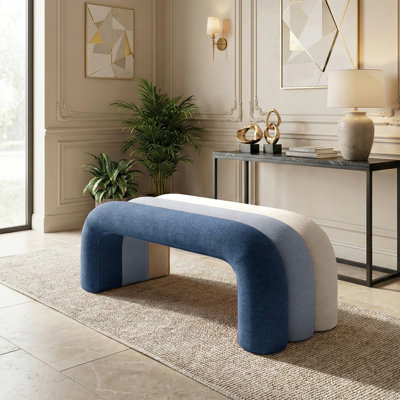 47" Boucle Upholstered Waterfall Bench 