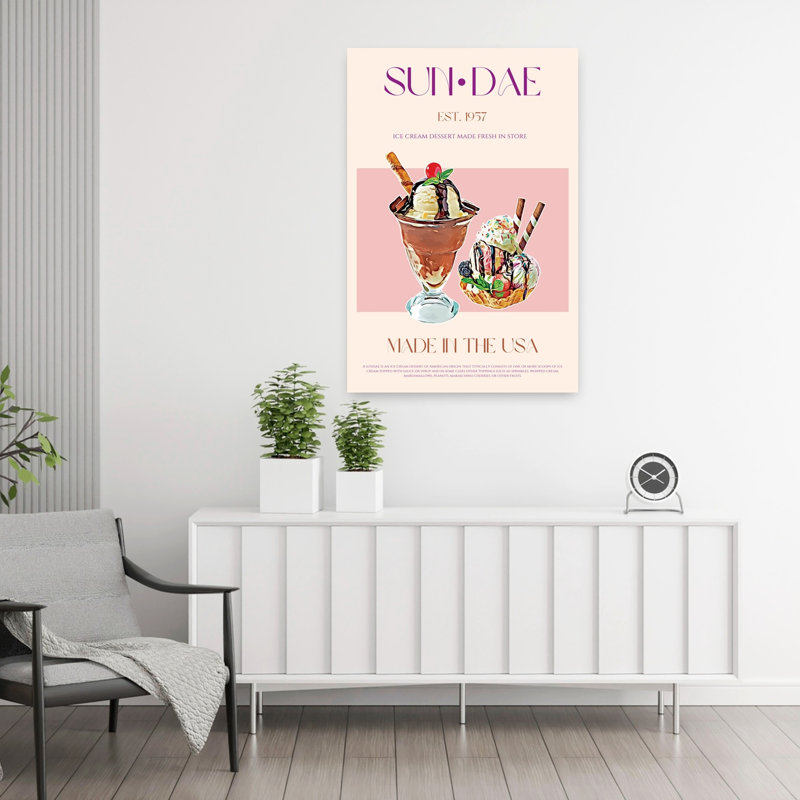 Art mural rétro rétro délicieuse Sundaes, H 36 po x l 24 po