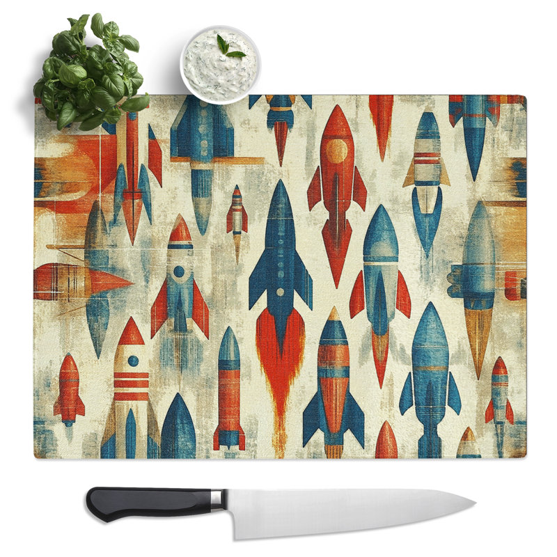 Rocket Pattern Vol.2  Glass Chopping Board