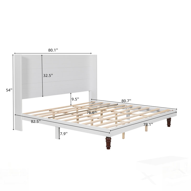 Stylish High Headboard Bed With High Headboard, Comfortable And Elegant For Reading Or Relaxing, White, King