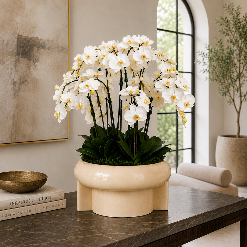 Arrangement d'orchidées artificielles Replay, Blanc