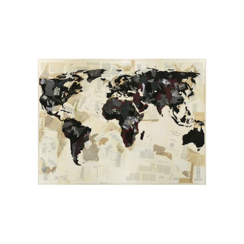 World Map Print by Coppo Milton, 24" H x 32" W x 1.5" D, Brush Gel