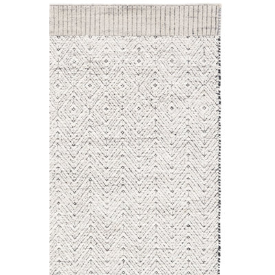 Martha Stewart 9604 Hand Loomed Wool/Cotton Chevron Rug in Gray/Ivory