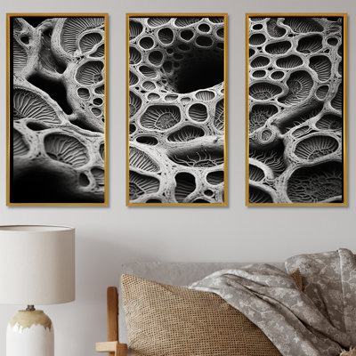 Coral Serenity en noir et blanc - ensemble d'art sur toile de corail sous l'eau