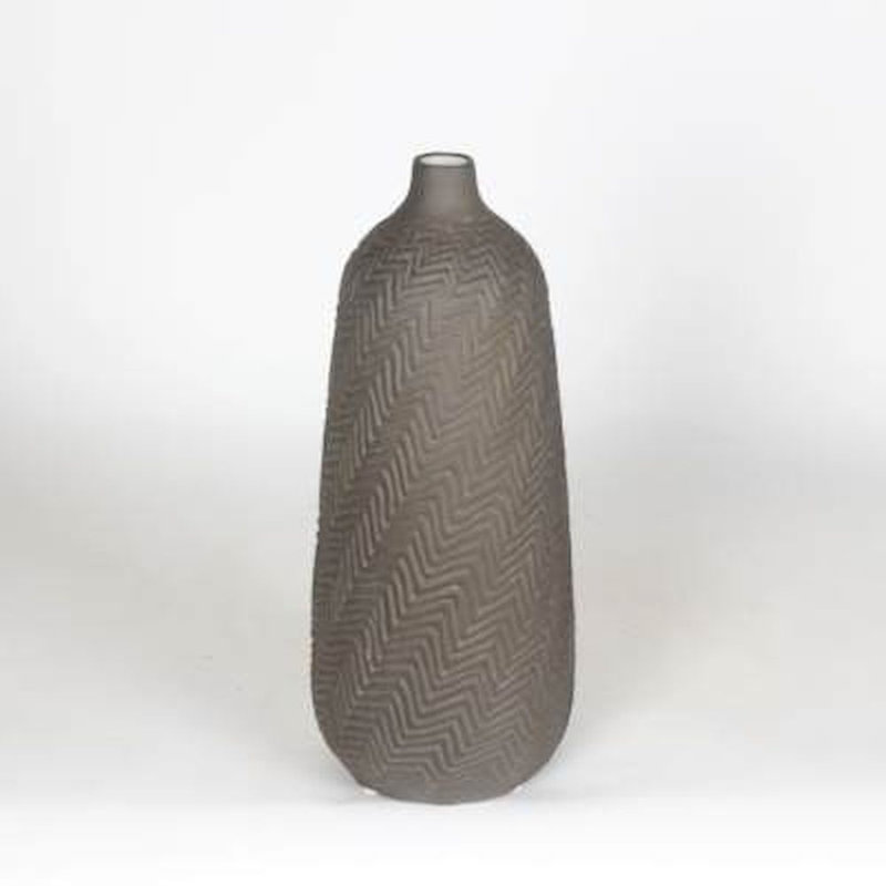 Vase de table en céramique gris Dace, H 12 po x l 5 po x P 5 po