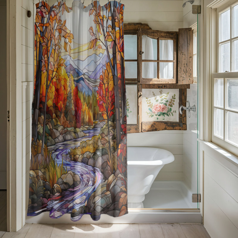 Rideau de douche standard 1 pièce Mosaic Harvest, H 74 po x l 71 po