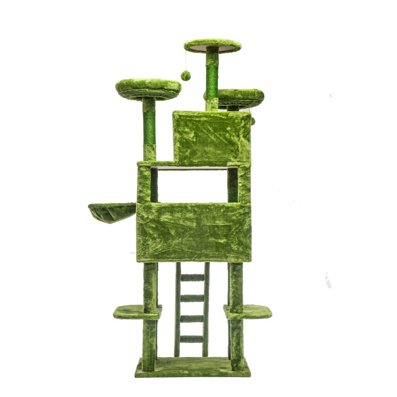 71" Multi-Level Cat Tree Tower with 2 Condos, 3 Perches, Hammock & Sisal Posts for Large Cats, Gray