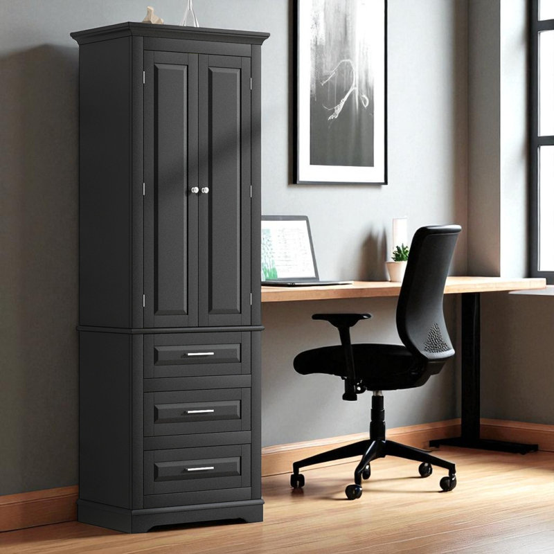 Armoire de rangement à 3 tiroirs Barnetta, Noir