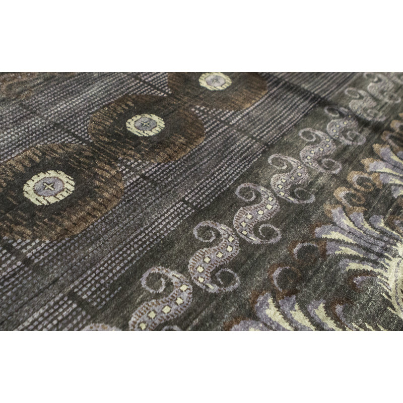 Tapis brun et multicolore de haute qualité noué à la main
