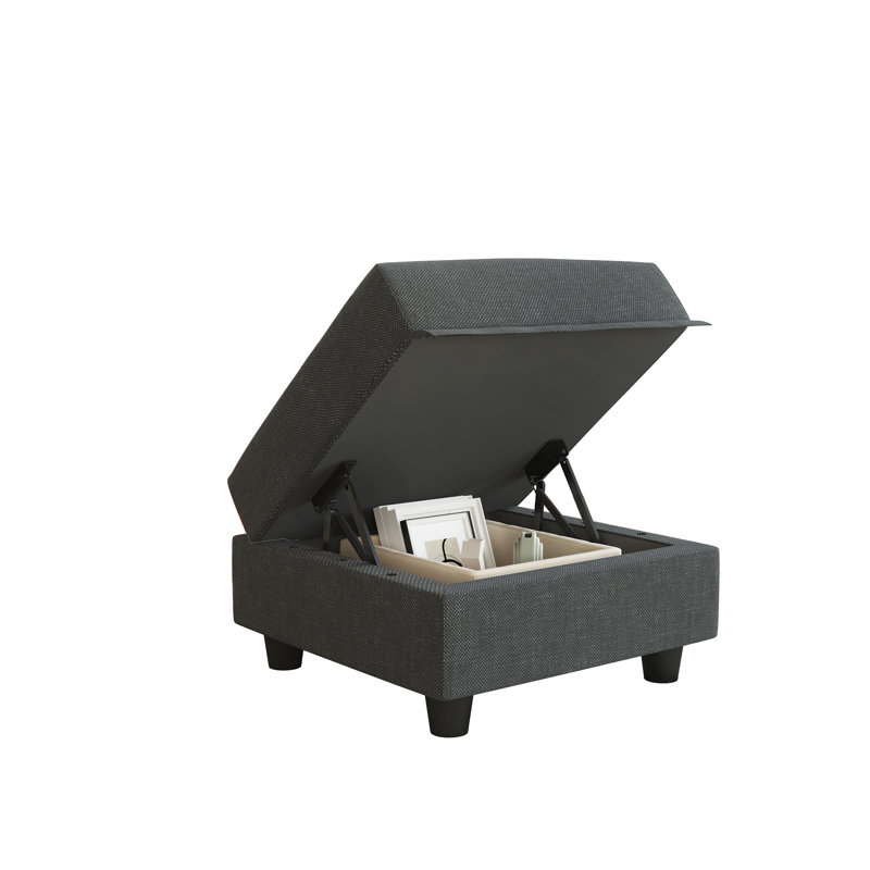 Repose-pieds de rangement en tissu Tomario, Noir